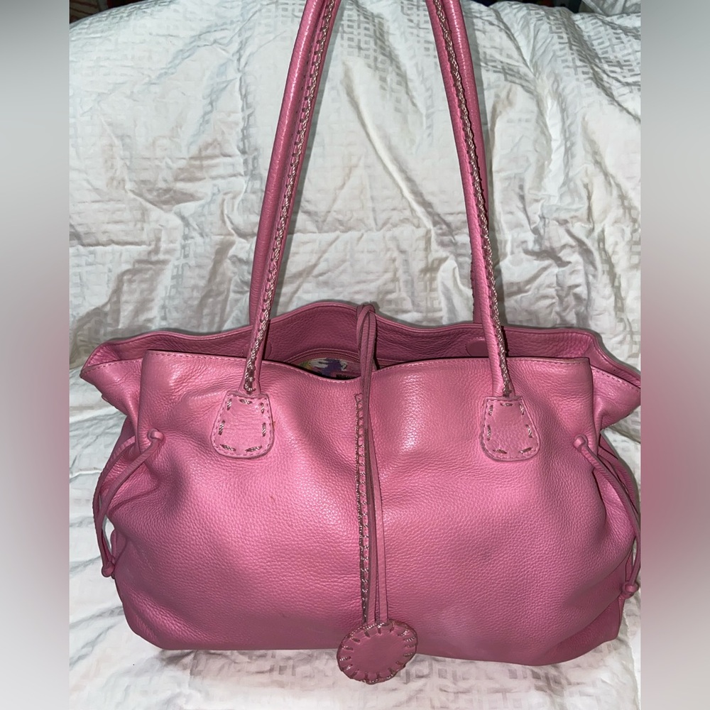 RARE color Carlos Falchi Fatto a Mano pink Leather Shoulder Bag